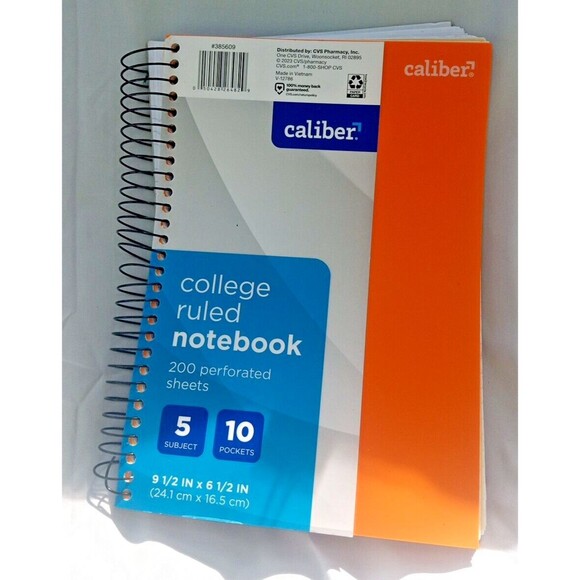 6 PACK College Ruled Notebook 5 Subject 10 Pockets 200 Sheets 9 1/2" x 6 1/2" . - Picture 3 of 11
